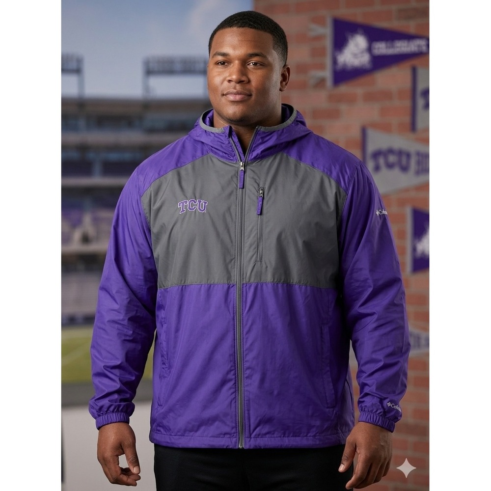 TCU  Windbreaker Columbia Flash Forward Mens XXL Purple Horned Frogs Jacket NCAA